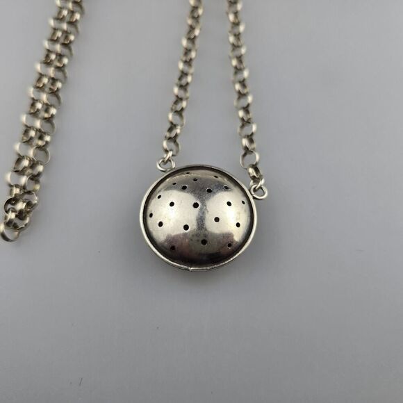 Vintage Sterling Silver Scent Capsule Pendant Necklace 37.5” - Picture 2 of 5
